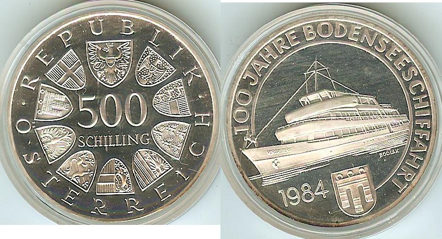 500 Schilling 100th Anniversary Shipping 1984 Proof